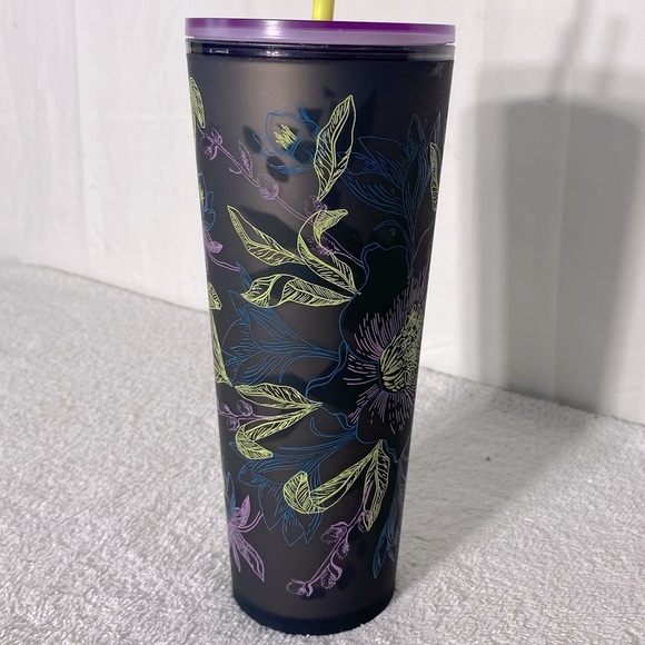 Starbucks 2024 Winter Purple Blossom Floral Soft Touch Tumbler with Straw - Picture 4 of 13